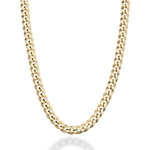 Italian 18K Gold Plated 925 Sterling Silver 5mm Diamond-Cut Cuban Link Curb Chai
